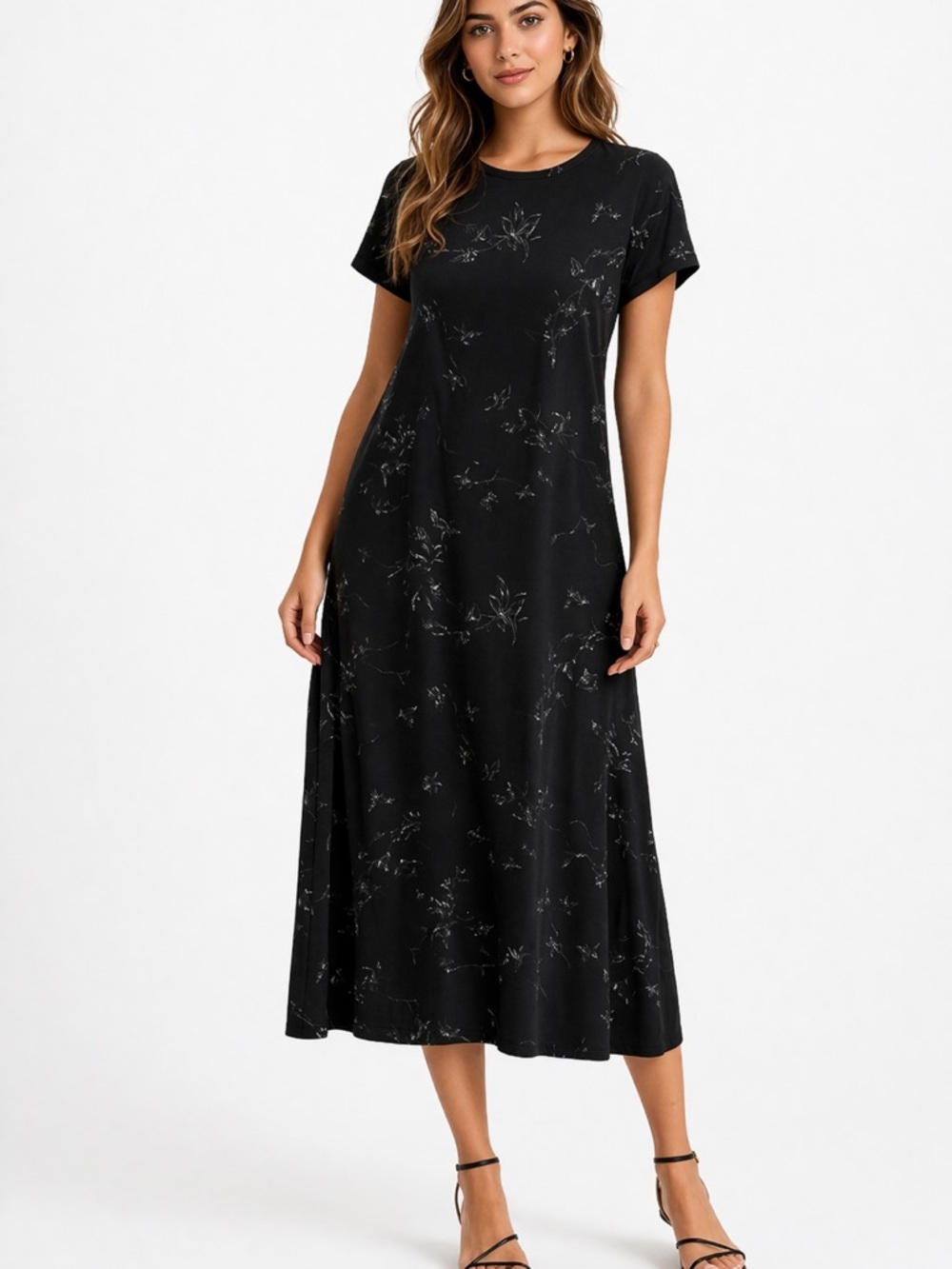 ✨ Elegant Black Floral Dress | Timeless Garden Chic✨
